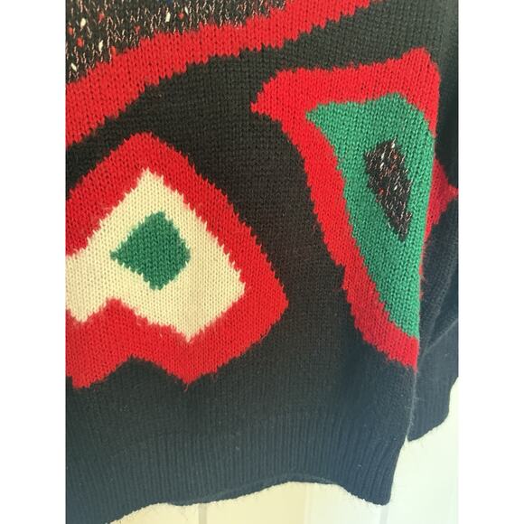 Vintage JR Bentley Sweater Women's 80s Geometric Medium Retro - Picture 3 of 8